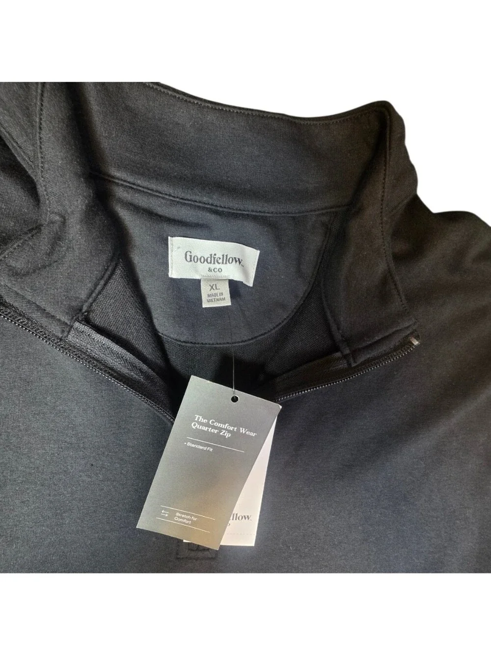 NWT Goodfellow & Co Men's Comfort Wear Quarter Zip Pullover Sweatshirt Black XL